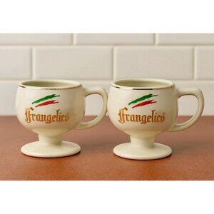 Set Of 2 Frangelico Ceramic Mugs Cups  White Red Green With Gold Trim